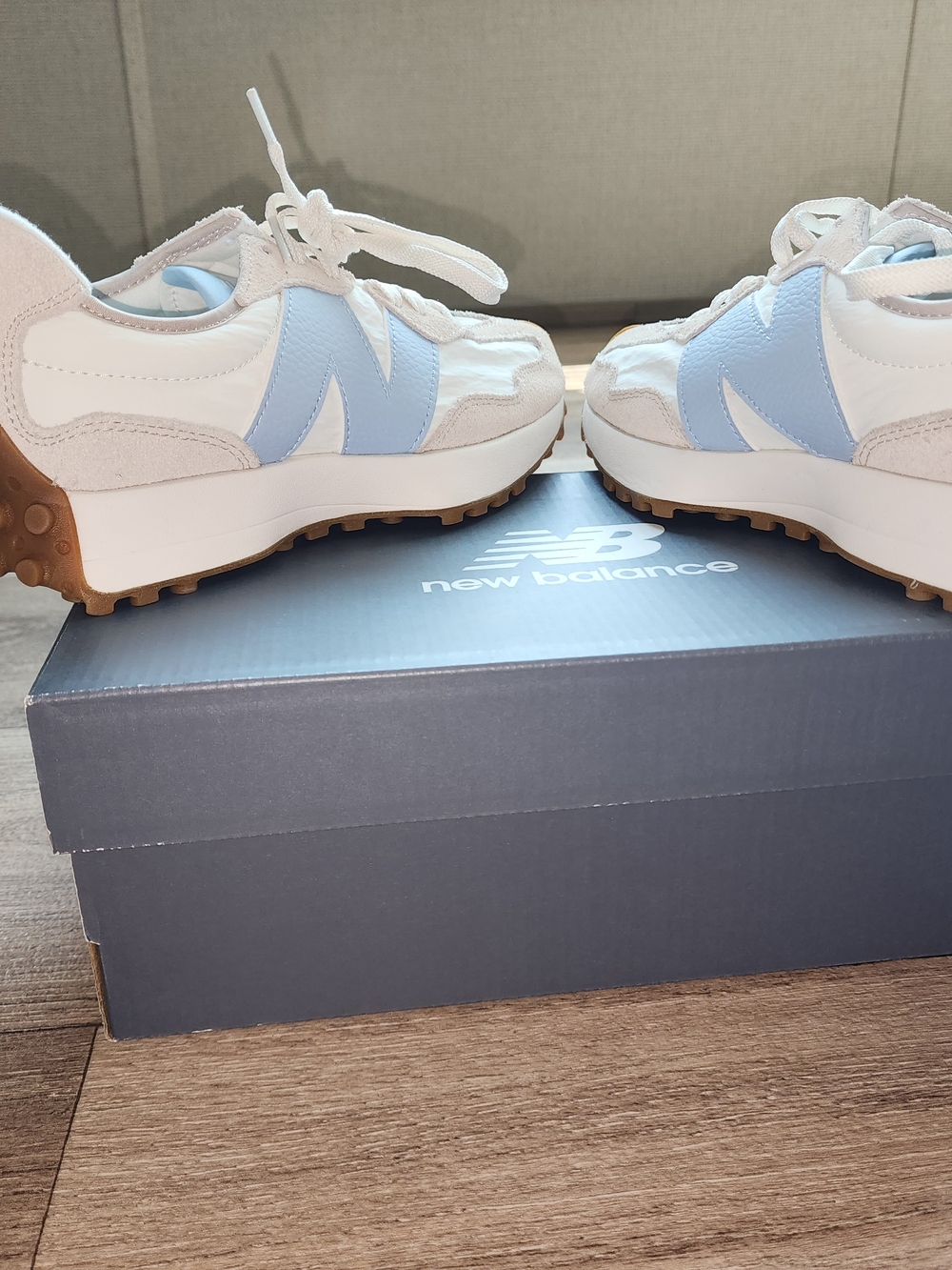 Baby Blue, Beige And White